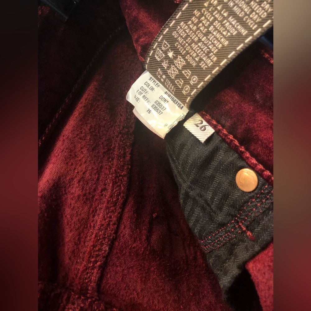 7 for all mankind Burgundy Velvet Pants 26 - Picture 12 of 12